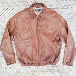 VTG Polo Ralph Lauren Butter Soft Brown Leather Jacket Pony Zip Bomber Mens SZ M